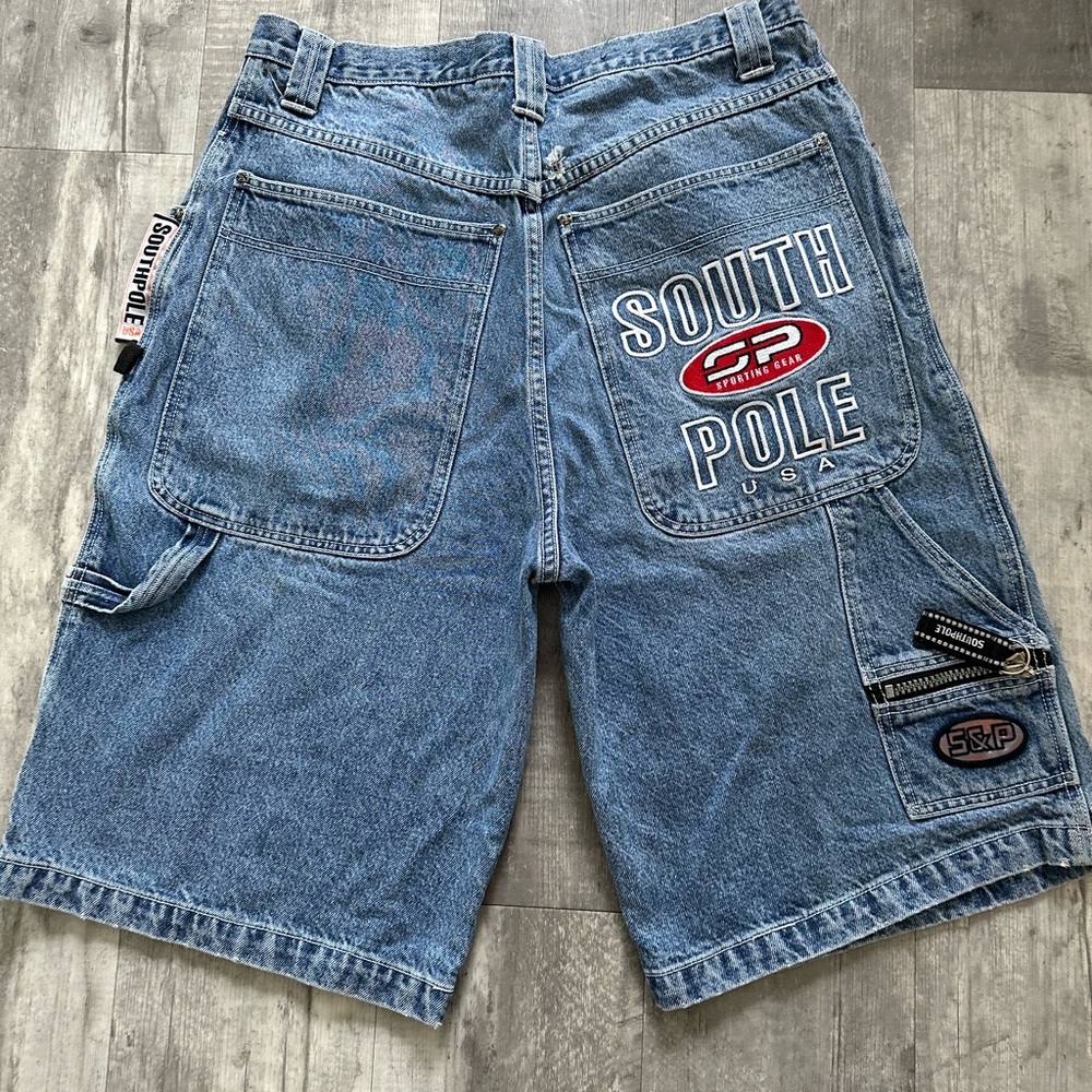South Pole Blue and Red Jean Shorts with Baggy Fit